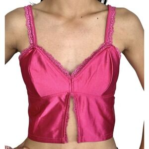 Y2k Babydoll Crop Top Womens Small Fairy Festival Cami Pink Retro Jolie & Joy